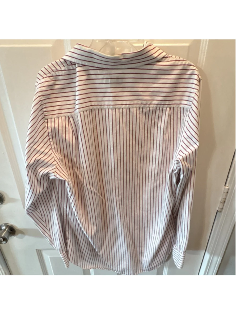 Banana Republic Striped Long Sleeve Button-Up Shirt White Red Large Casual